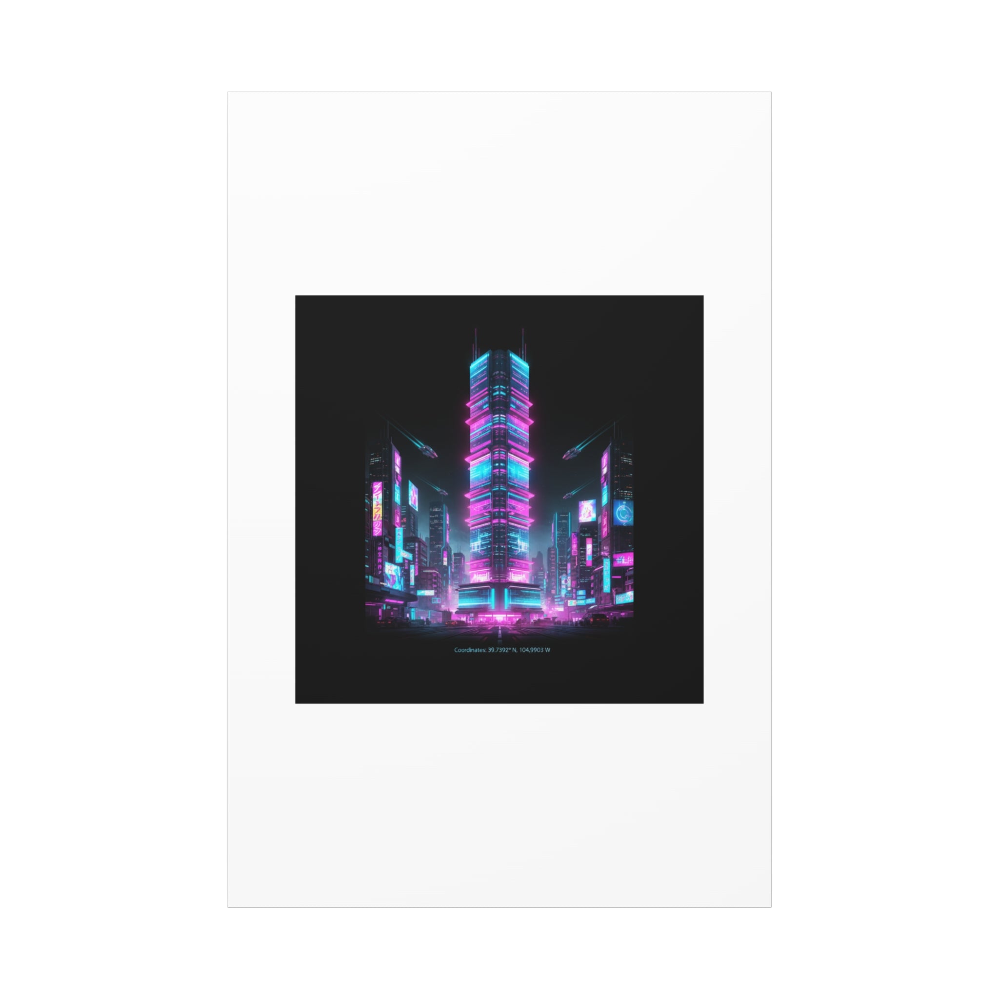 Neon Cyberpunk Skyline Canvas | synthwave city poster, futuristic neon art