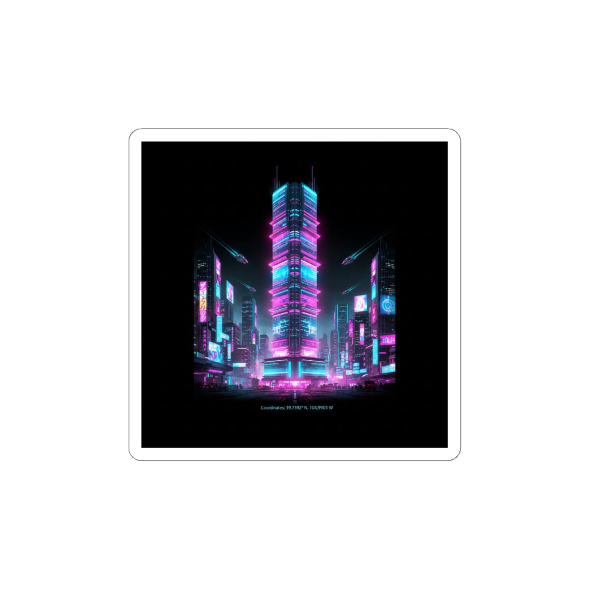 Neon Cyberpunk Skyline Kiss-Cut Stickers | Synthwave Cityscape, Futuristic