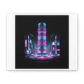 Neon Cyberpunk Skyline Canvas | synthwave city poster, futuristic neon art