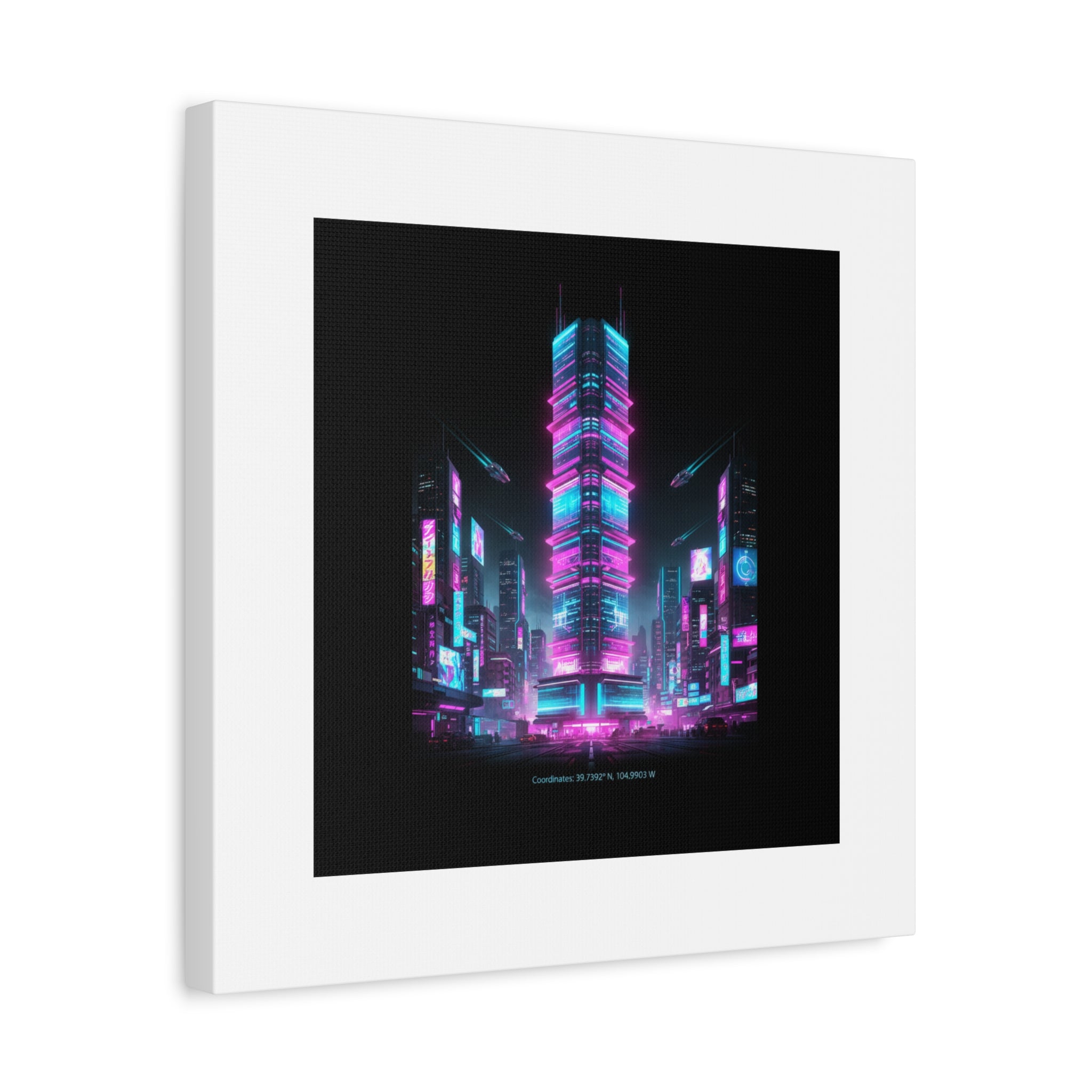 Neon Cyberpunk Skyline Canvas | synthwave city poster, futuristic neon art