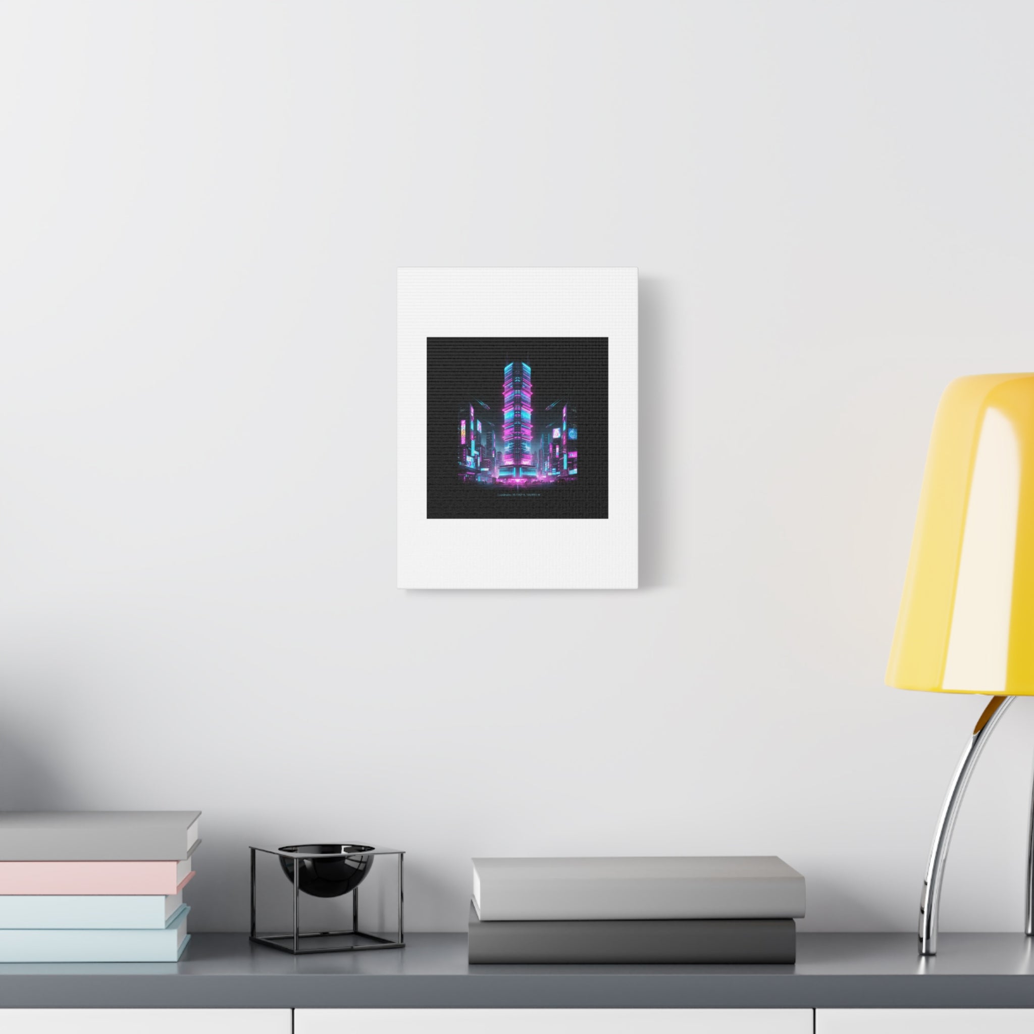 Neon Cyberpunk Skyline Canvas | synthwave city poster, futuristic neon art