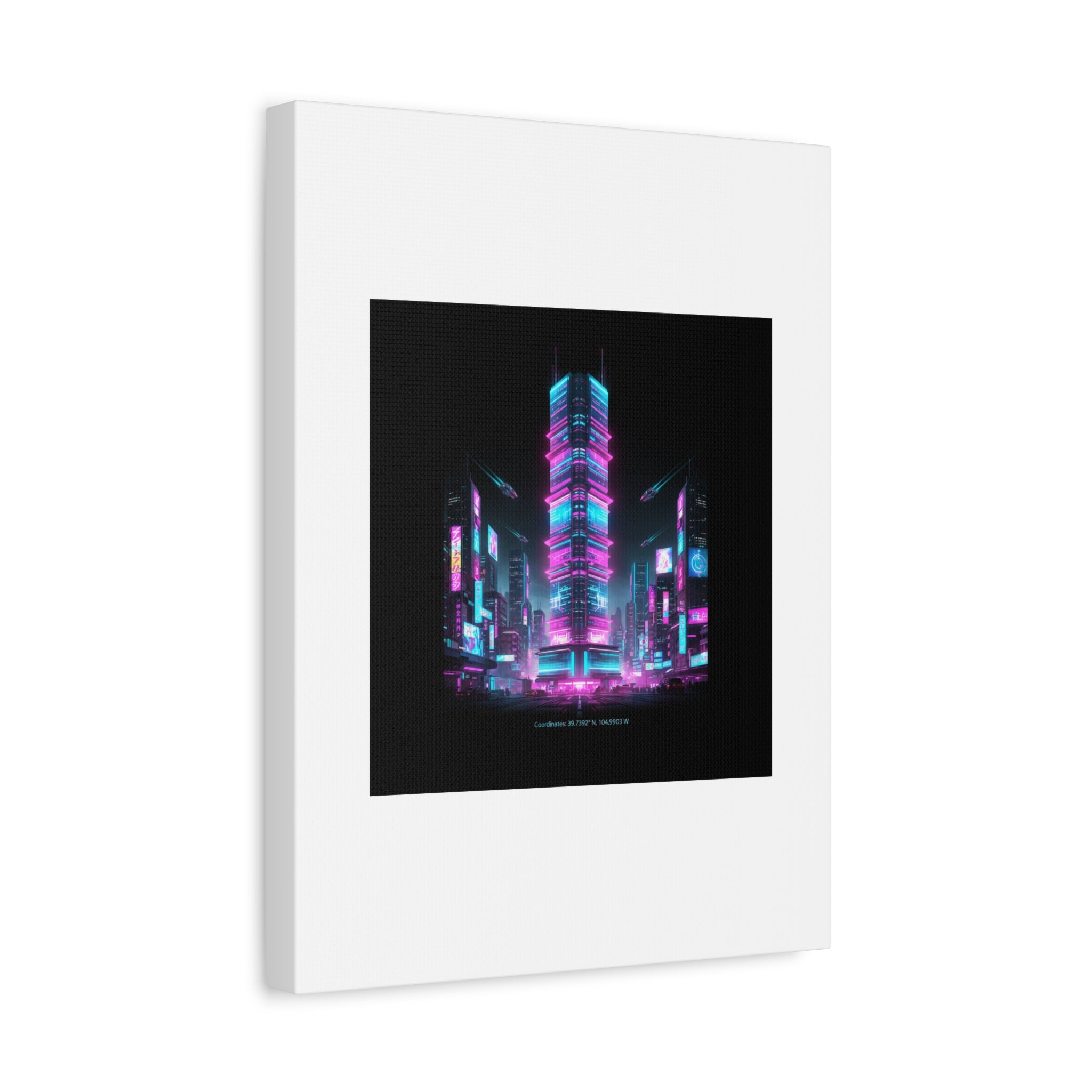Neon Cyberpunk Skyline Canvas | synthwave city poster, futuristic neon art