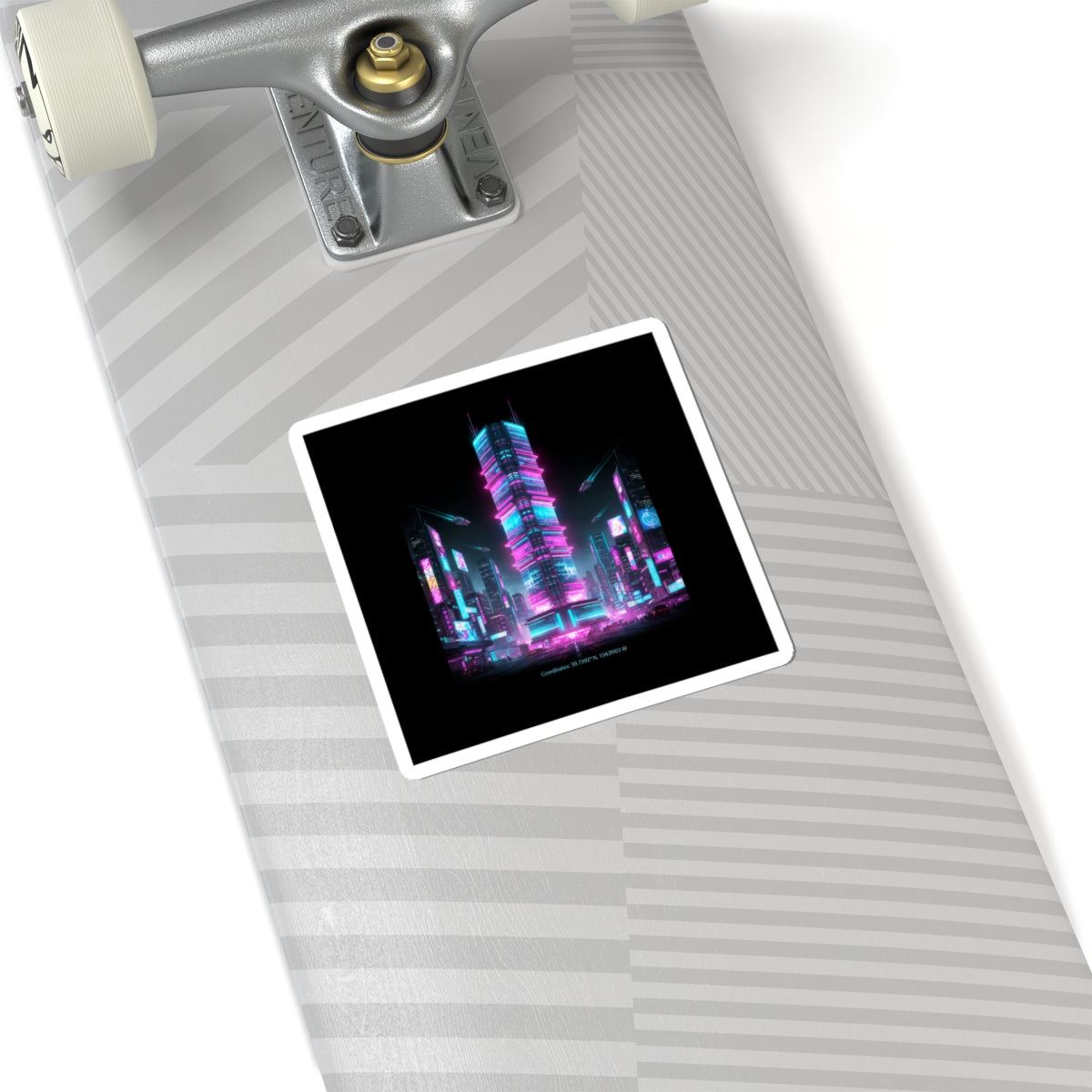 Neon Cyberpunk Skyline Kiss-Cut Stickers | Synthwave Cityscape, Futuristic