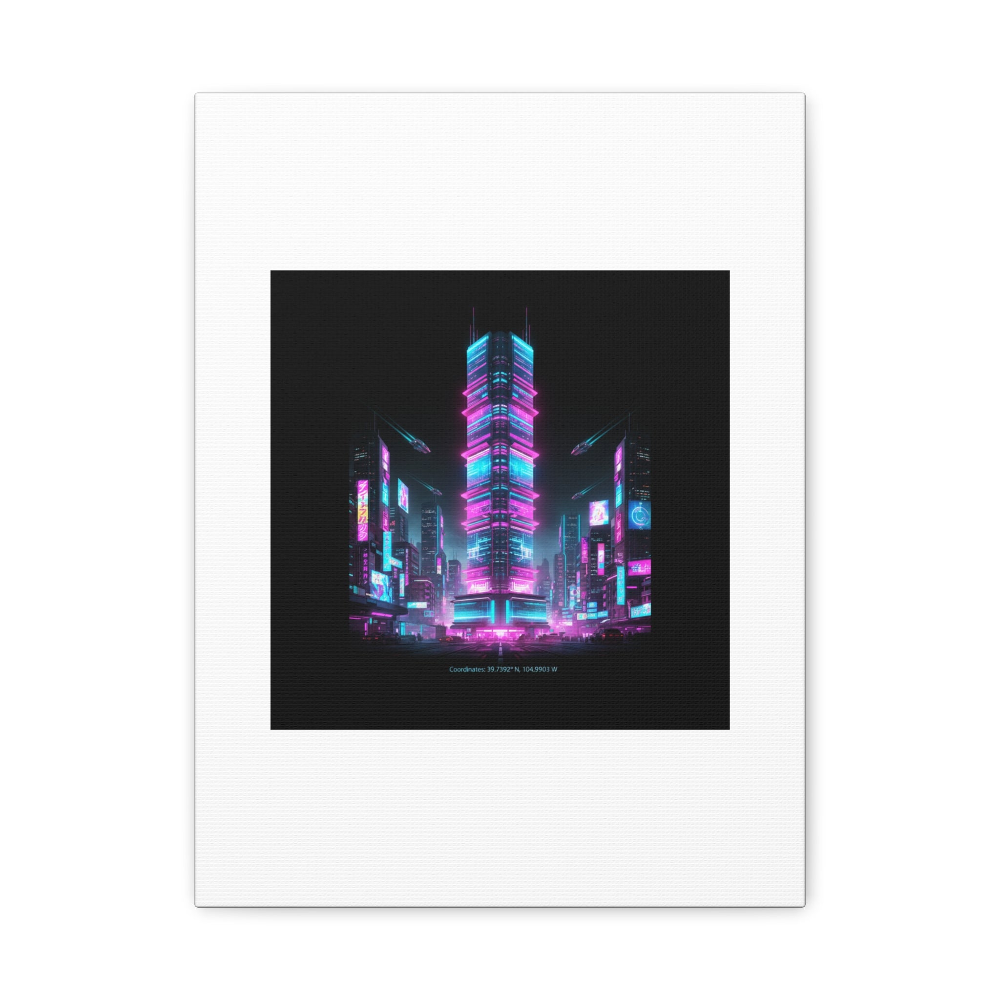 Neon Cyberpunk Skyline Canvas | synthwave city poster, futuristic neon art