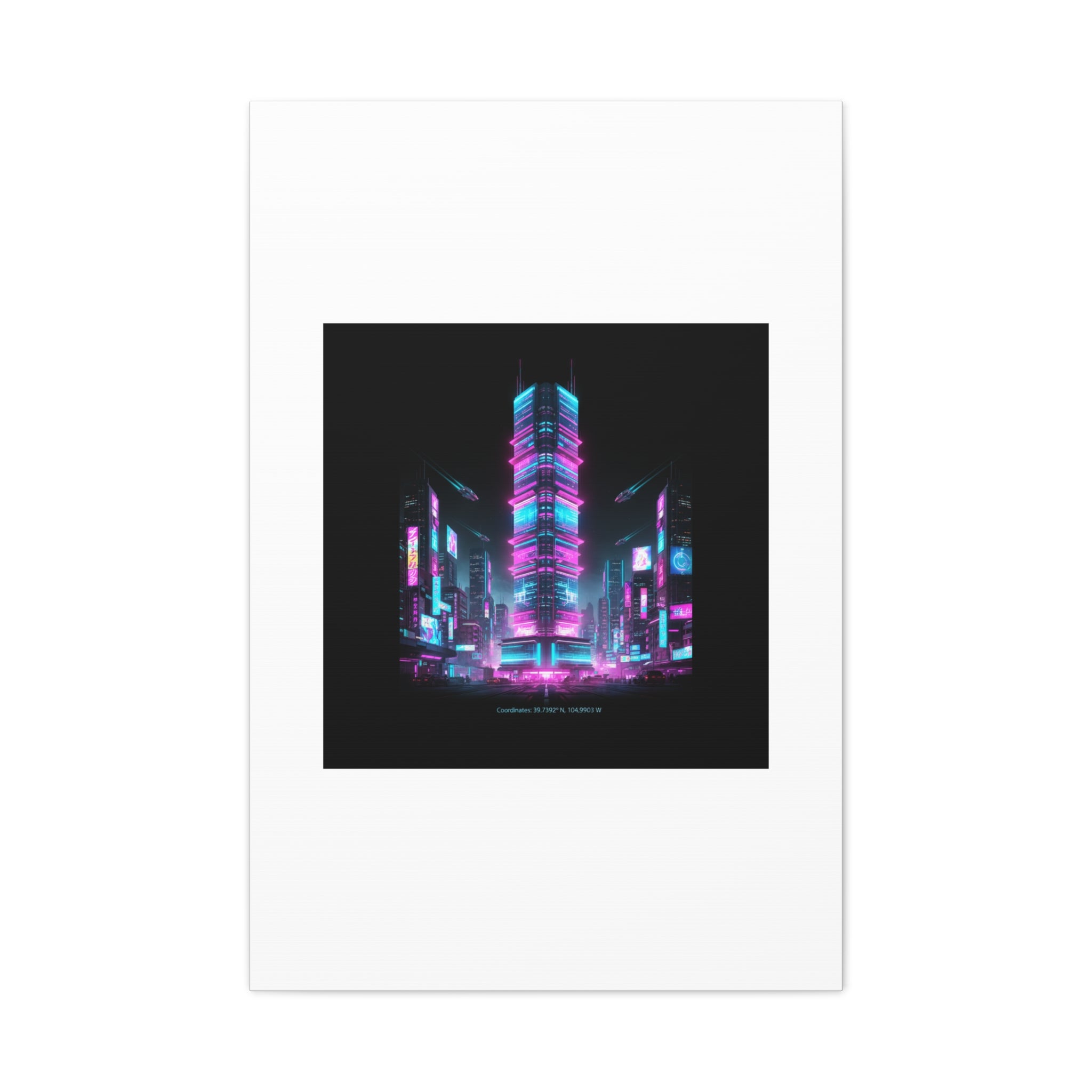 Neon Cyberpunk Skyline Canvas | synthwave city poster, futuristic neon art