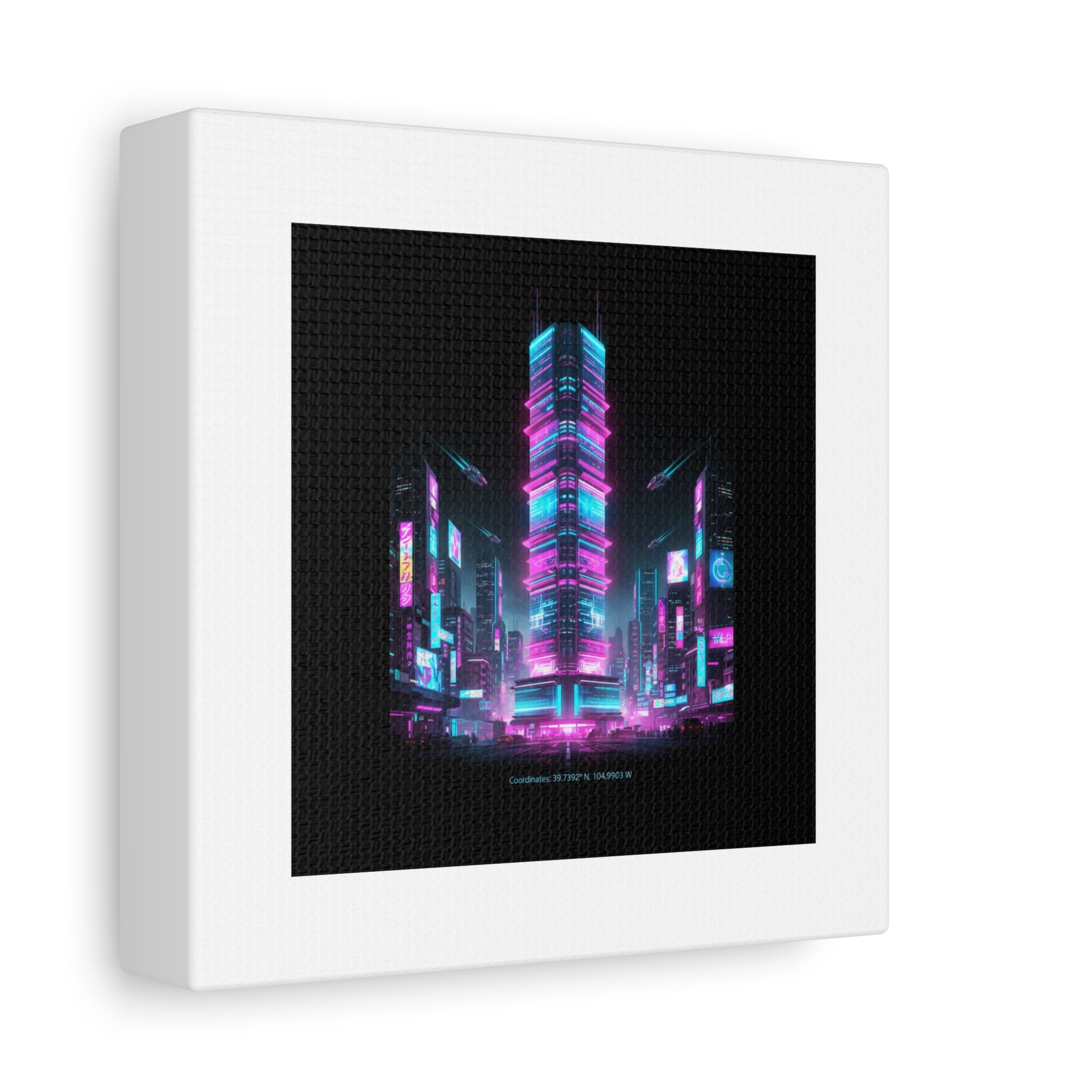 Neon Cyberpunk Skyline Canvas | synthwave city poster, futuristic neon art