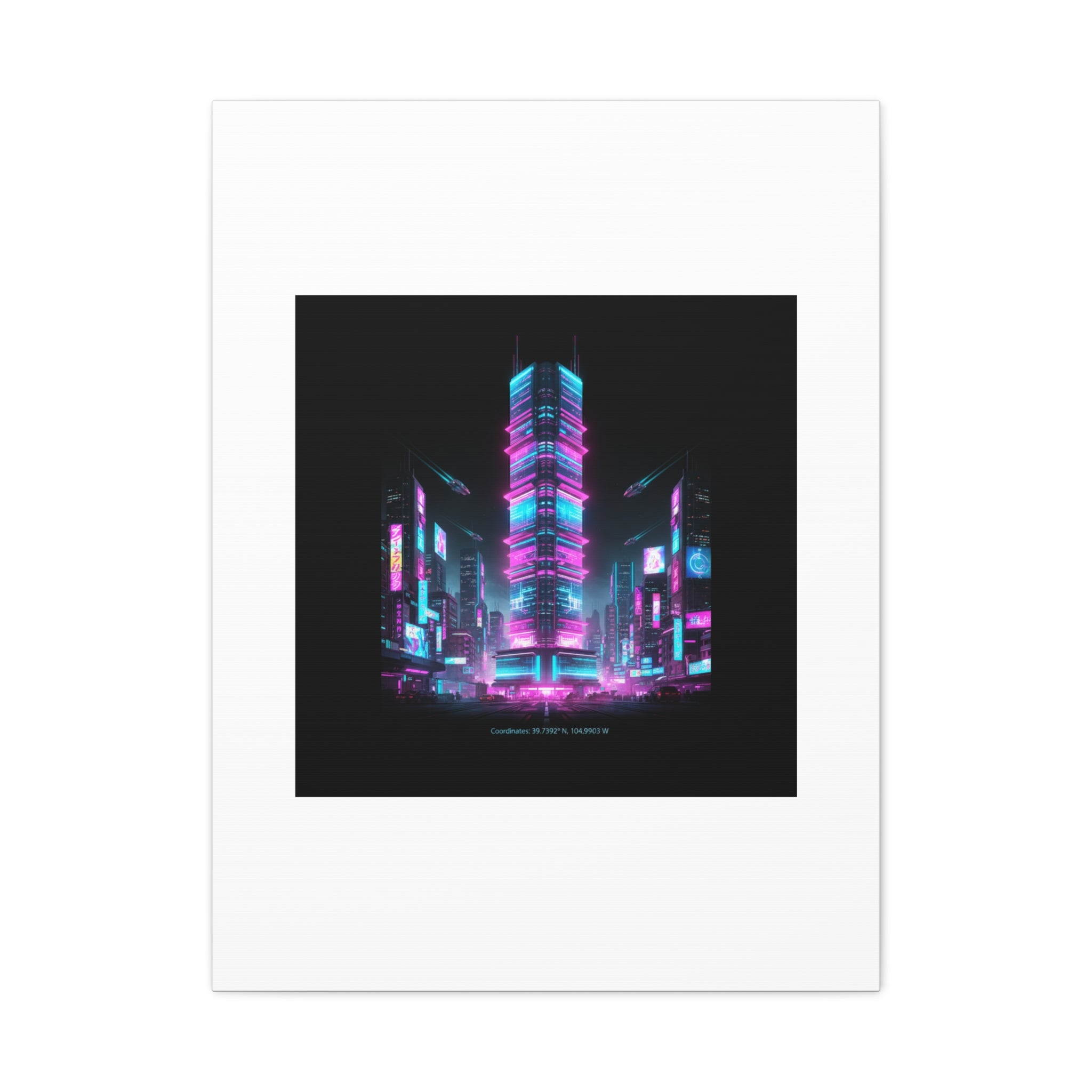 Neon Cyberpunk Skyline Canvas | synthwave city poster, futuristic neon art