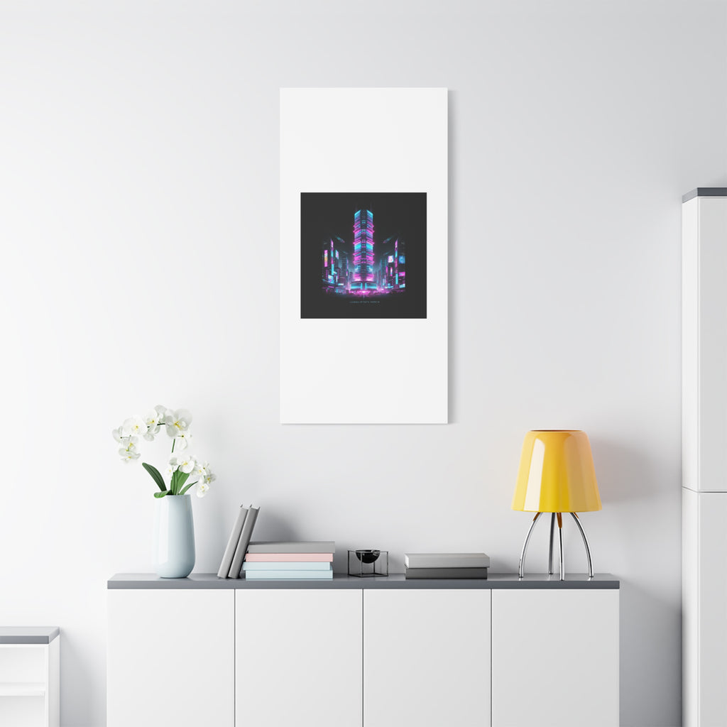 Neon Cyberpunk Skyline Canvas | synthwave city poster, futuristic neon art