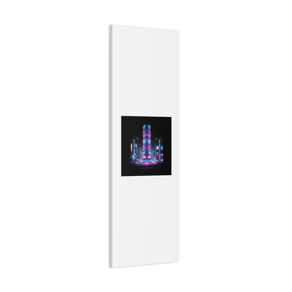 Neon Cyberpunk Skyline Canvas | synthwave city poster, futuristic neon art