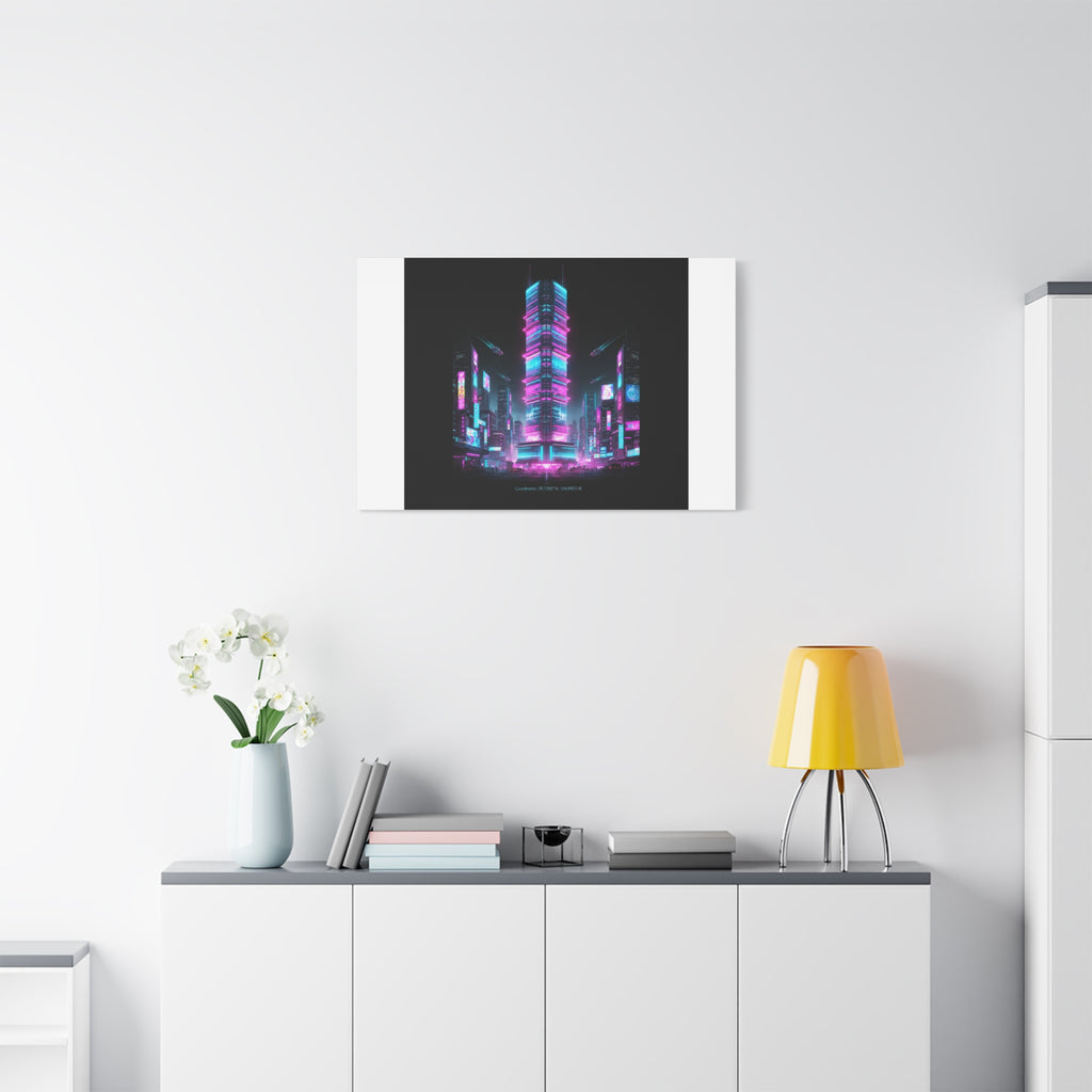 Neon Cyberpunk Skyline Canvas | synthwave city poster, futuristic neon art