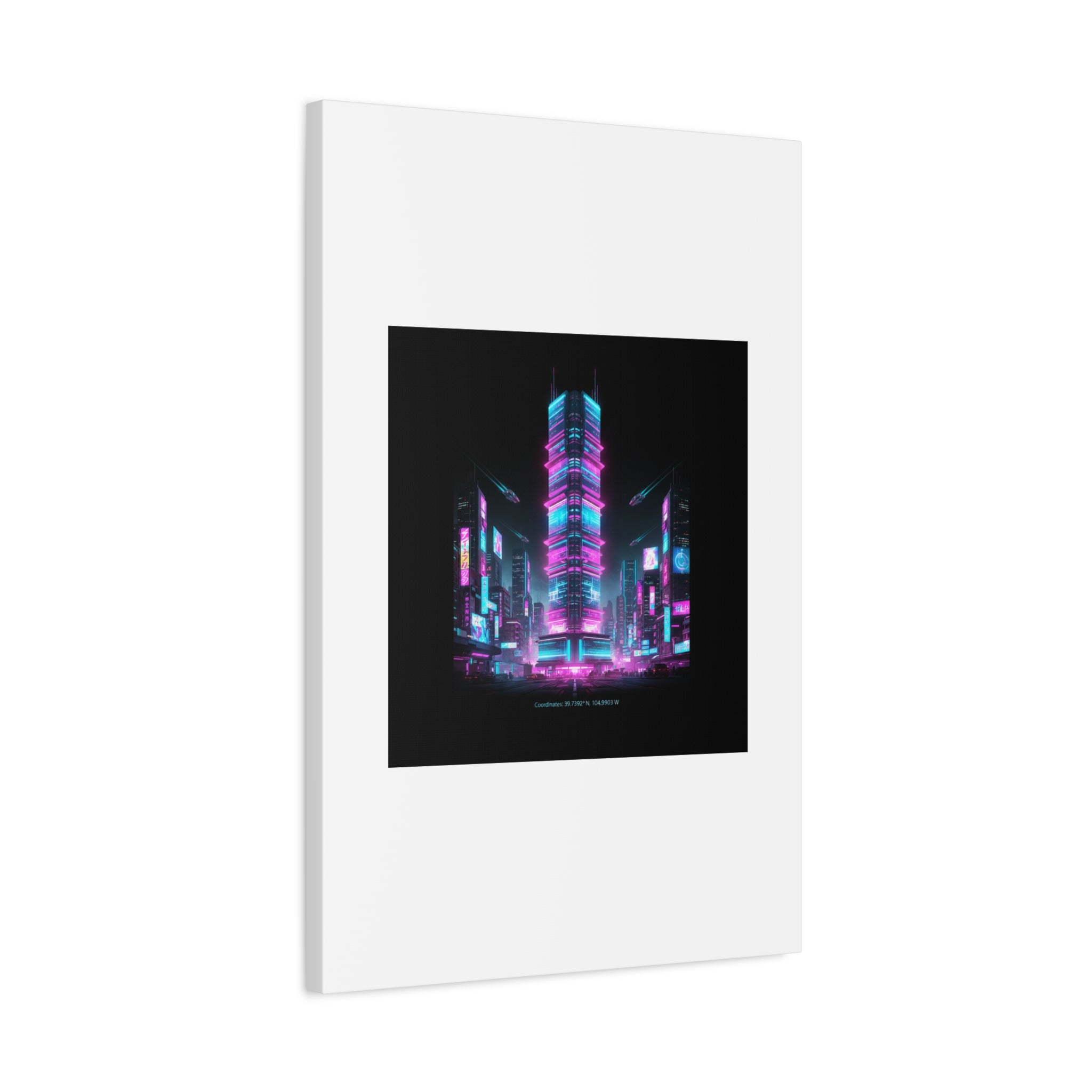 Neon Cyberpunk Skyline Canvas | synthwave city poster, futuristic neon art
