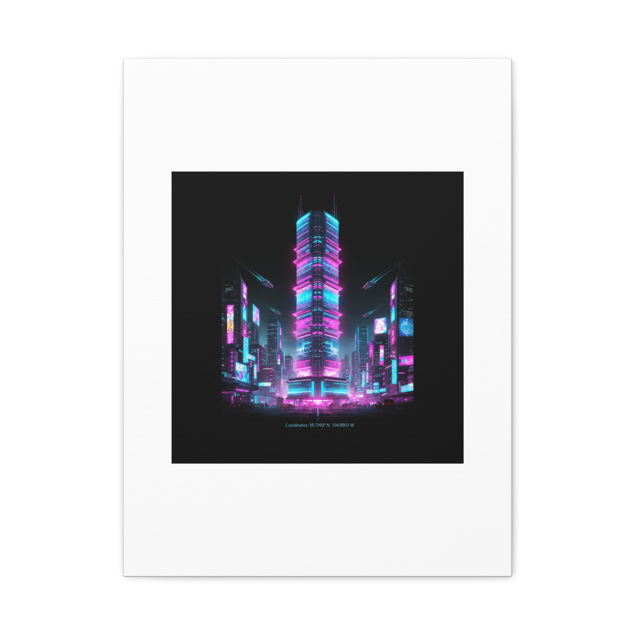 Neon Cyberpunk Skyline Canvas | synthwave city poster, futuristic neon art