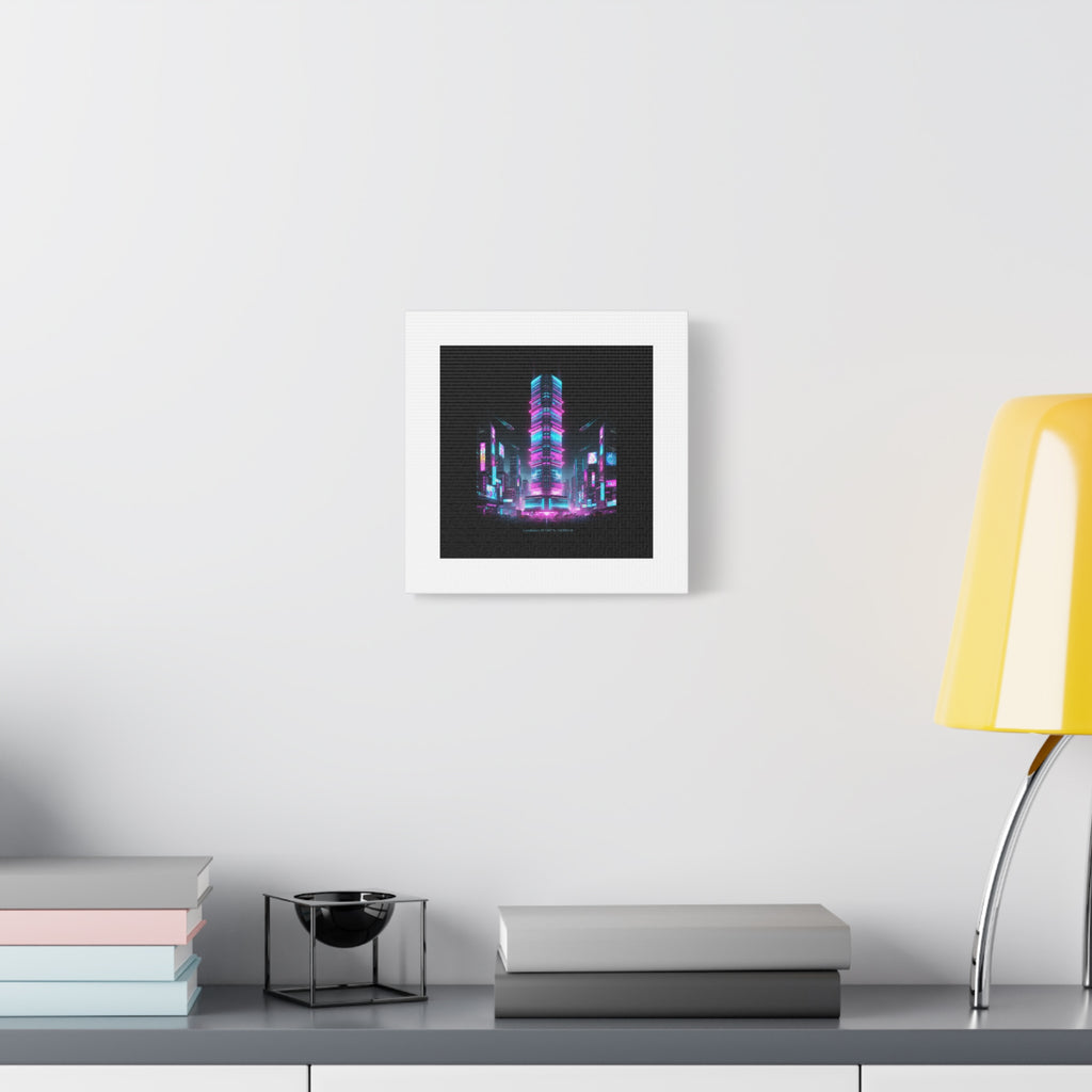 Neon Cyberpunk Skyline Canvas | synthwave city poster, futuristic neon art