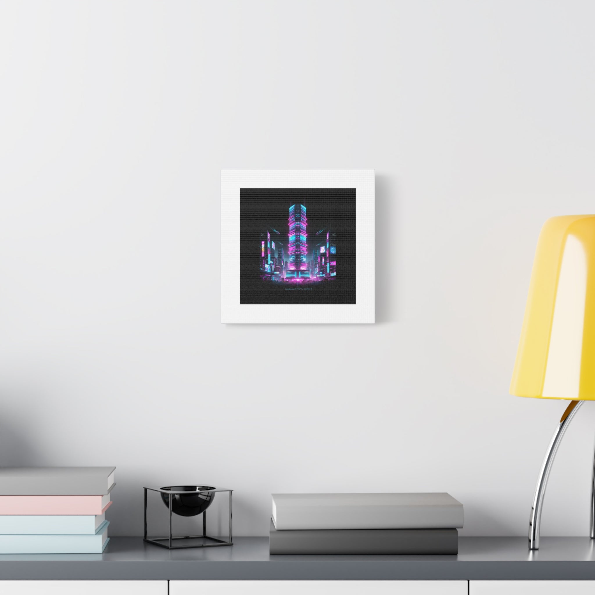 Neon Cyberpunk Skyline Canvas | synthwave city poster, futuristic neon art