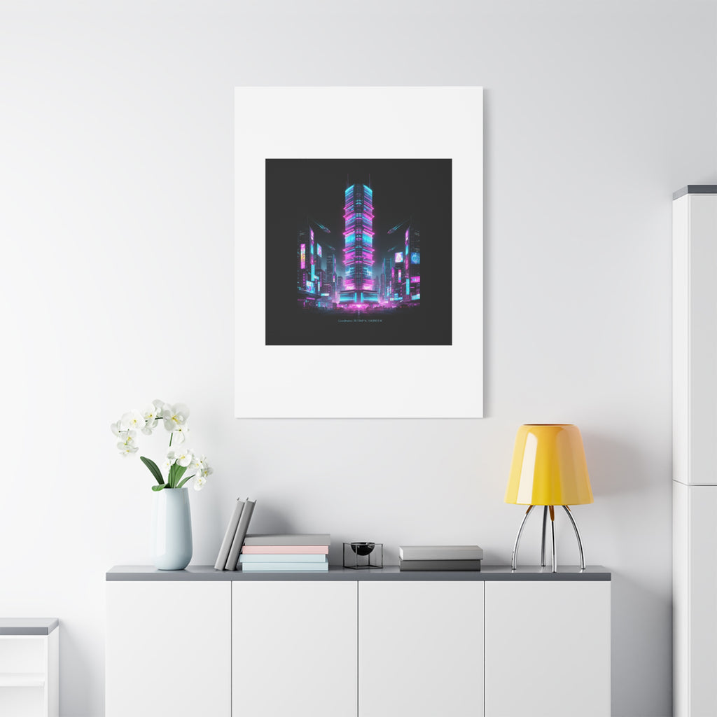 Neon Cyberpunk Skyline Canvas | synthwave city poster, futuristic neon art
