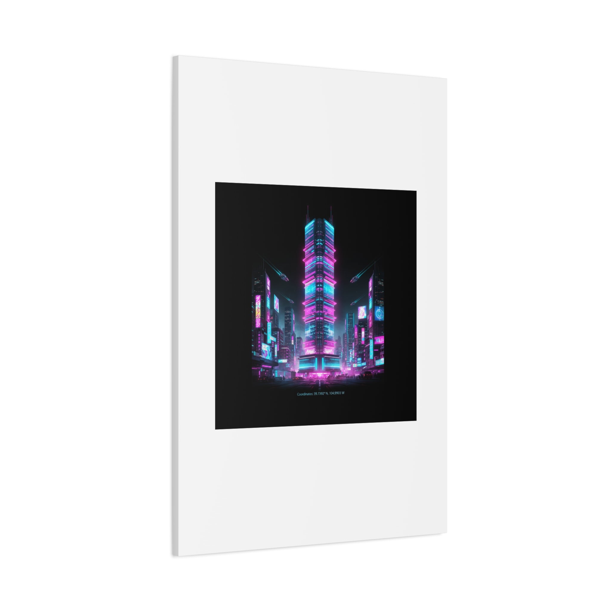 Neon Cyberpunk Skyline Canvas | synthwave city poster, futuristic neon art