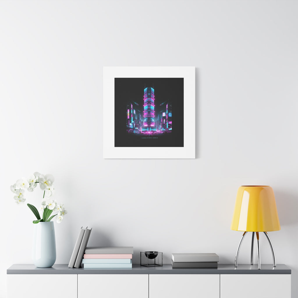 Neon Cyberpunk Skyline Canvas | synthwave city poster, futuristic neon art