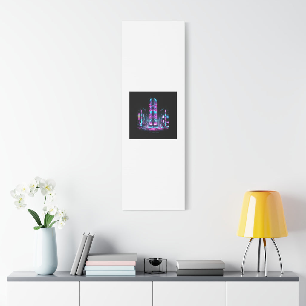 Neon Cyberpunk Skyline Canvas | synthwave city poster, futuristic neon art