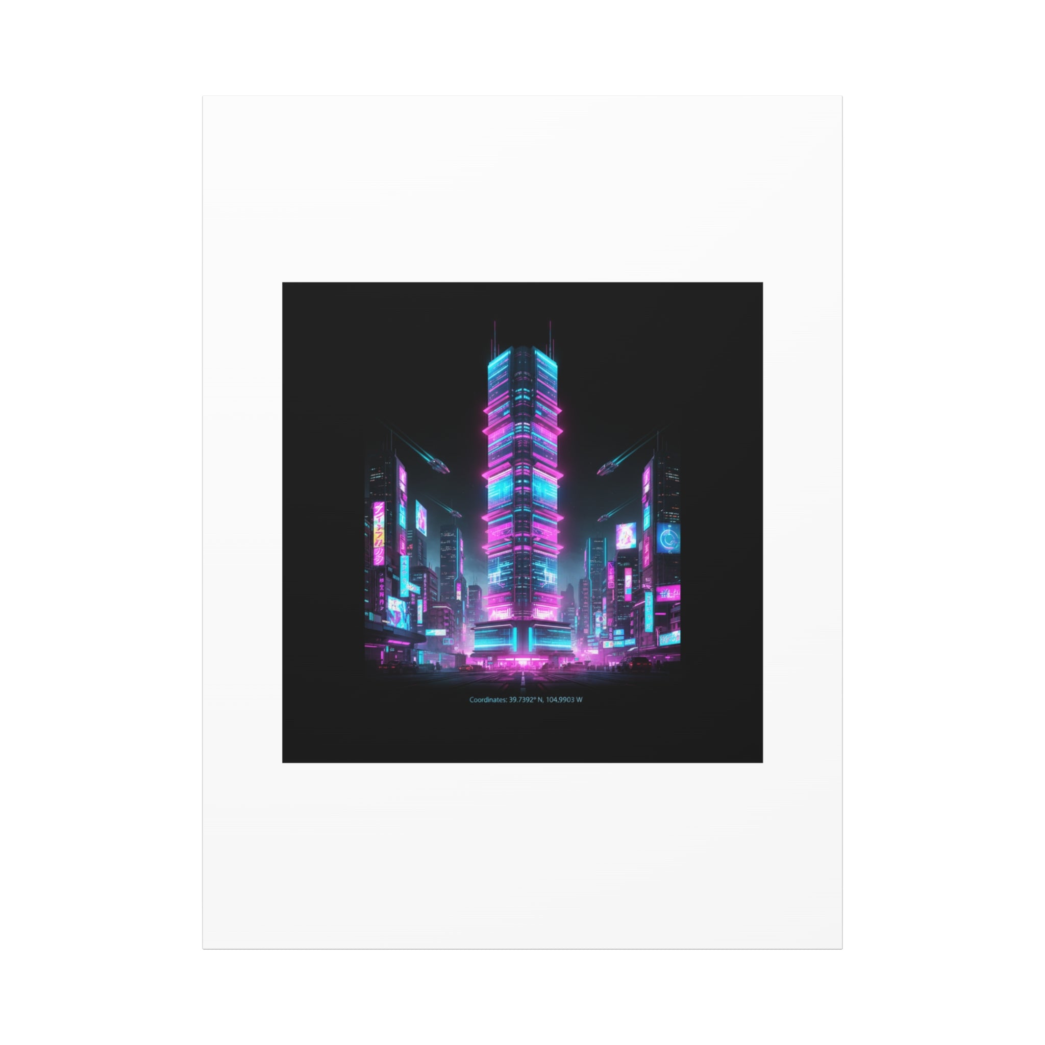 Neon Cyberpunk Skyline Canvas | synthwave city poster, futuristic neon art