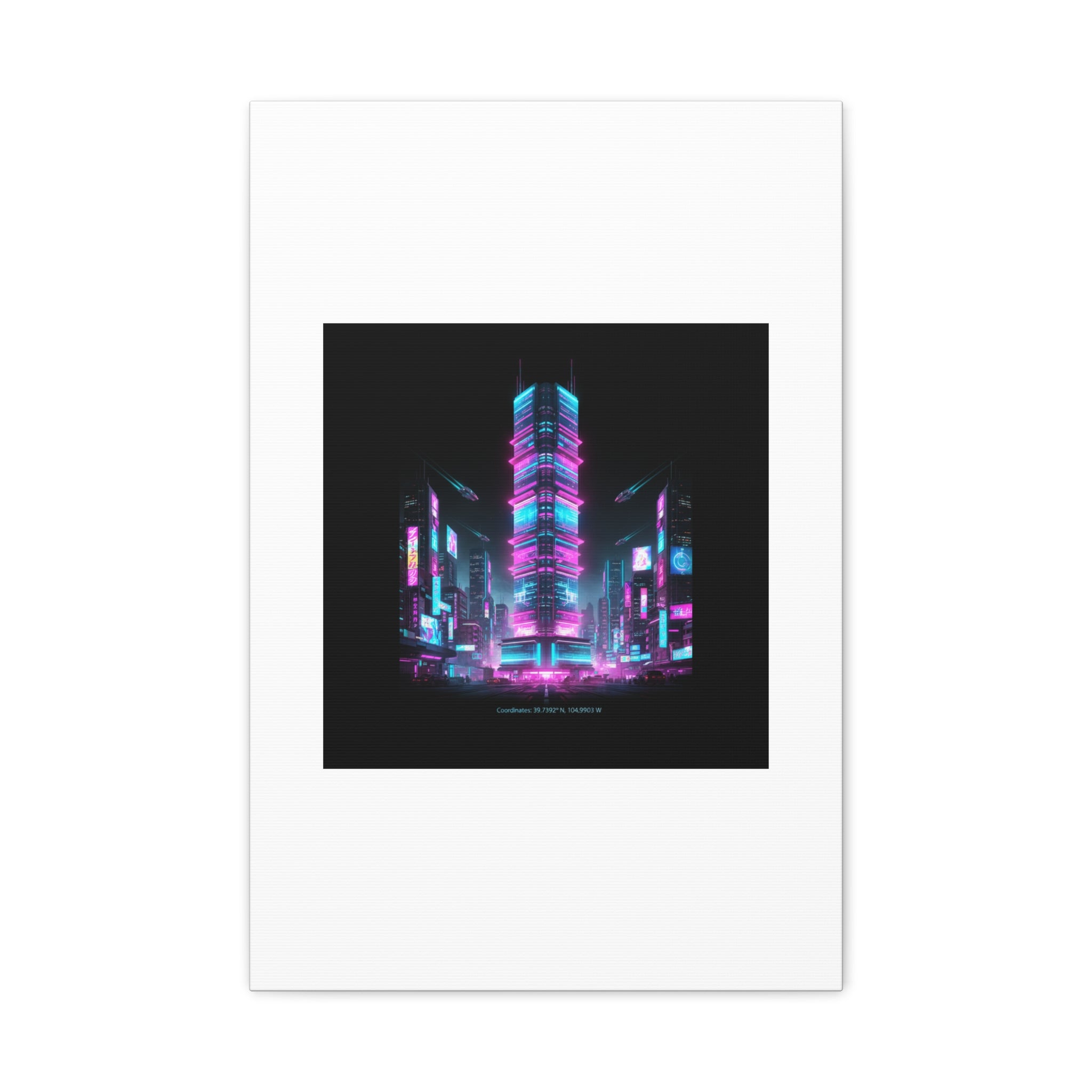 Neon Cyberpunk Skyline Canvas | synthwave city poster, futuristic neon art