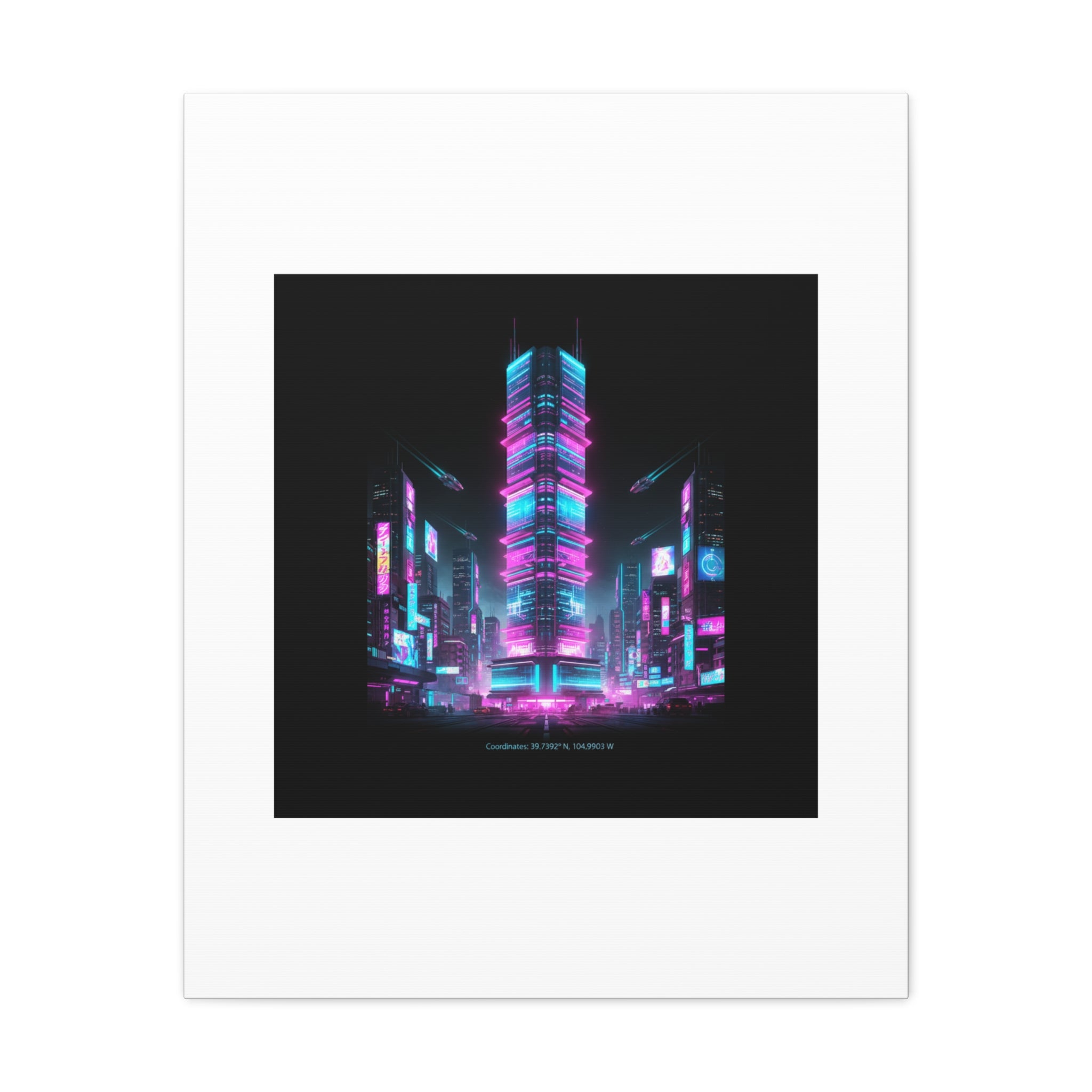 Neon Cyberpunk Skyline Canvas | synthwave city poster, futuristic neon art