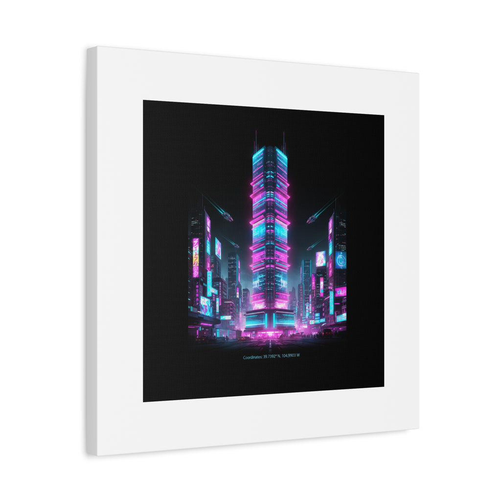 Neon Cyberpunk Skyline Canvas | synthwave city poster, futuristic neon art