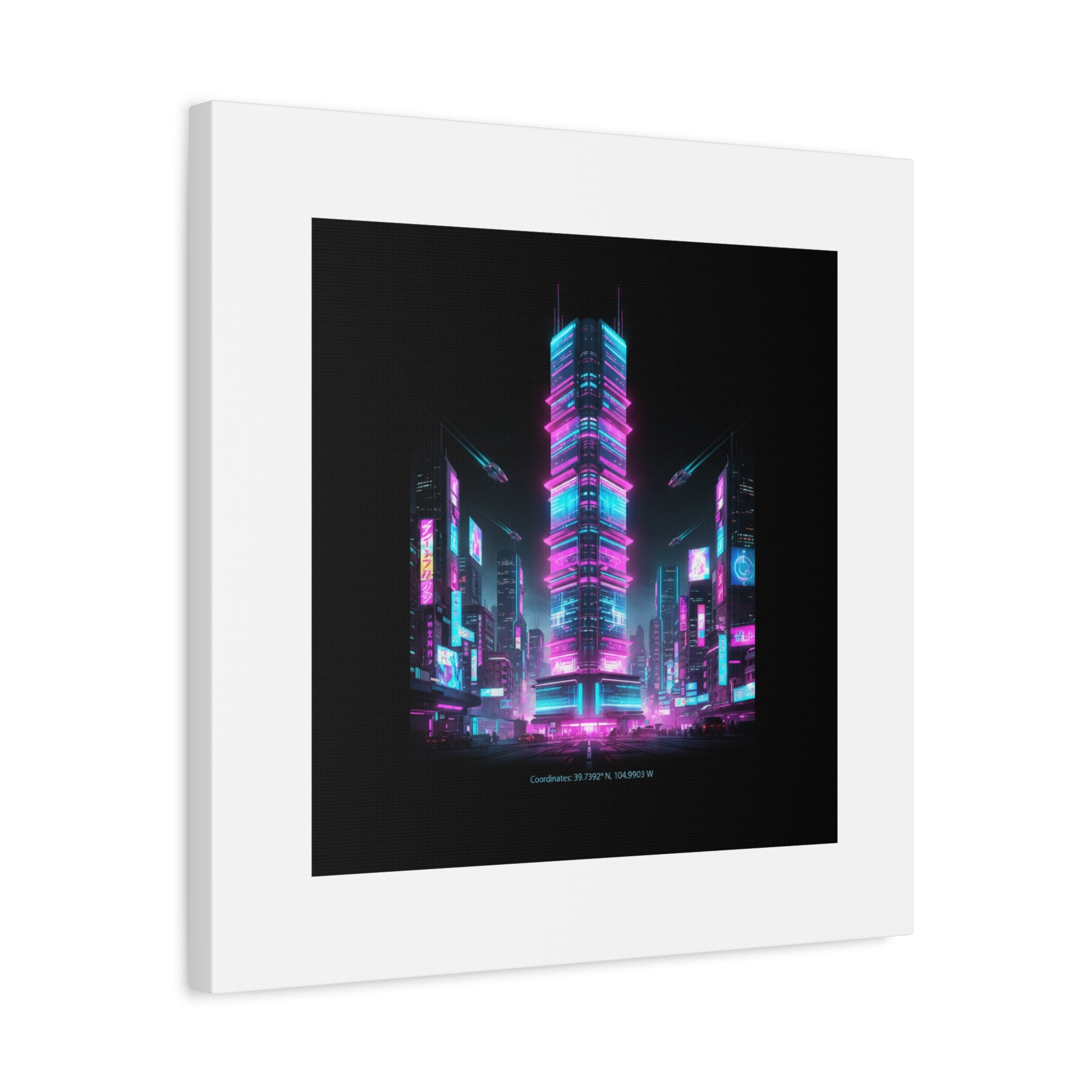 Neon Cyberpunk Skyline Canvas | synthwave city poster, futuristic neon art