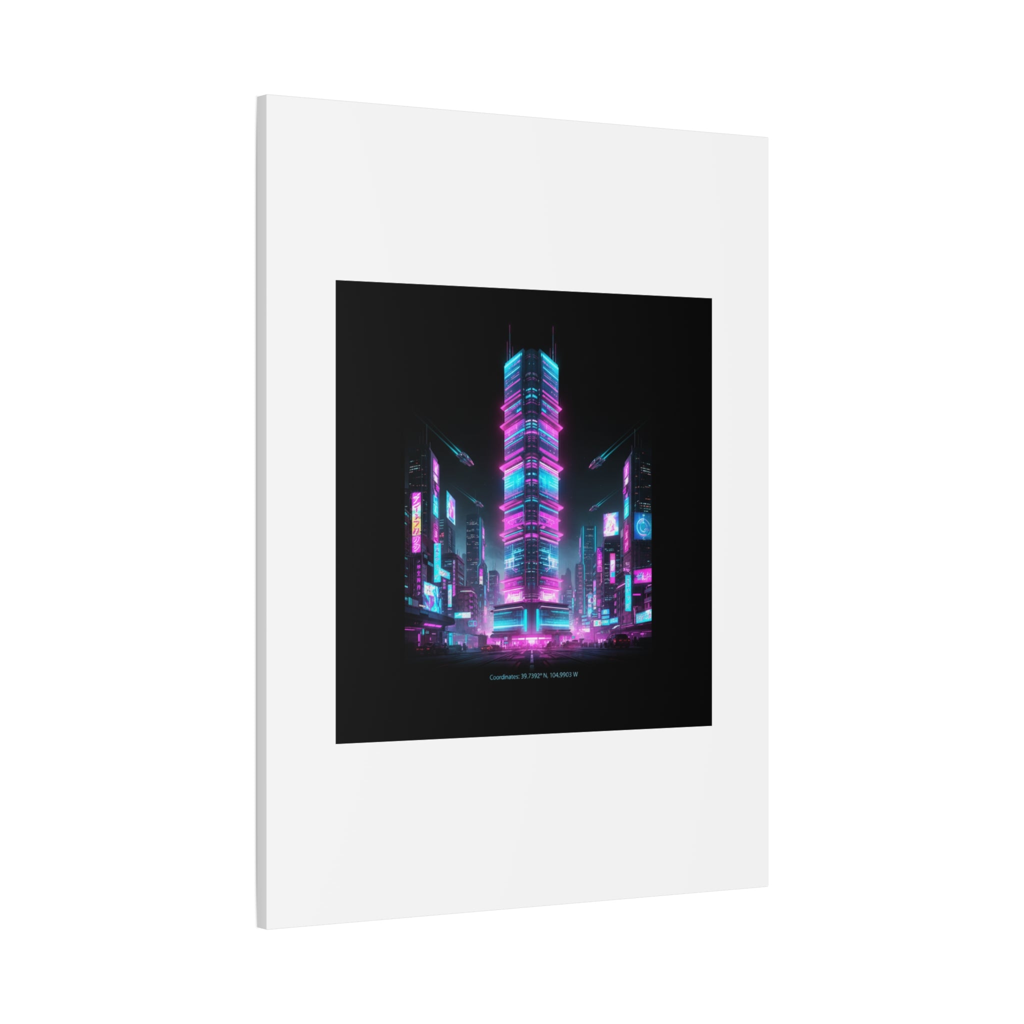 Neon Cyberpunk Skyline Canvas | synthwave city poster, futuristic neon art