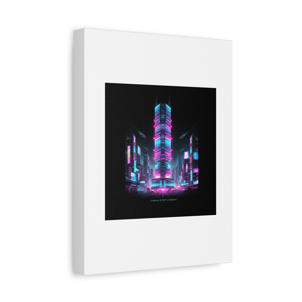 Neon Cyberpunk Skyline Canvas | synthwave city poster, futuristic neon art