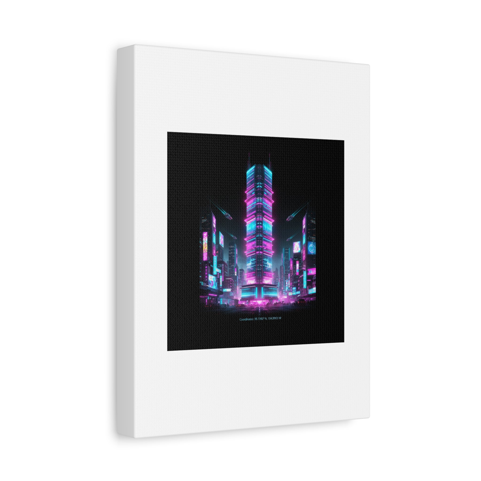 Neon Cyberpunk Skyline Canvas | synthwave city poster, futuristic neon art