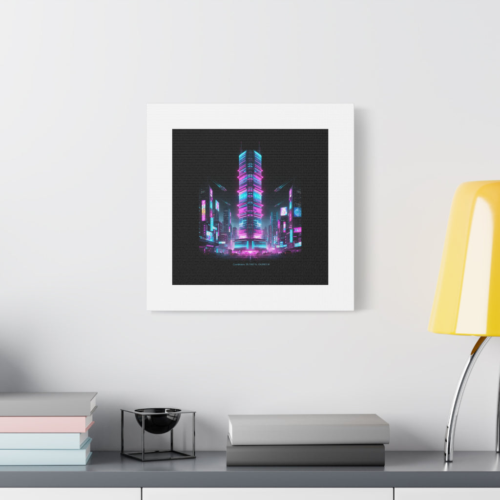 Neon Cyberpunk Skyline Canvas | synthwave city poster, futuristic neon art