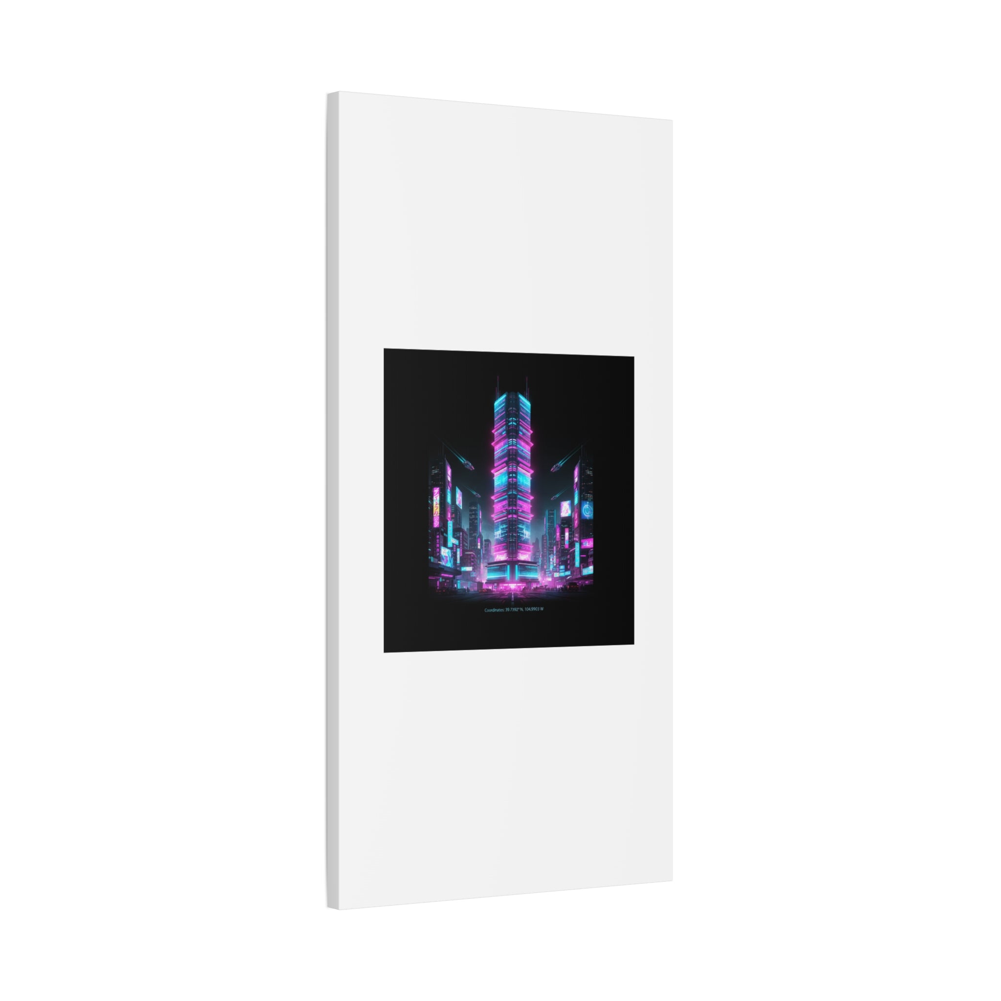Neon Cyberpunk Skyline Canvas | synthwave city poster, futuristic neon art