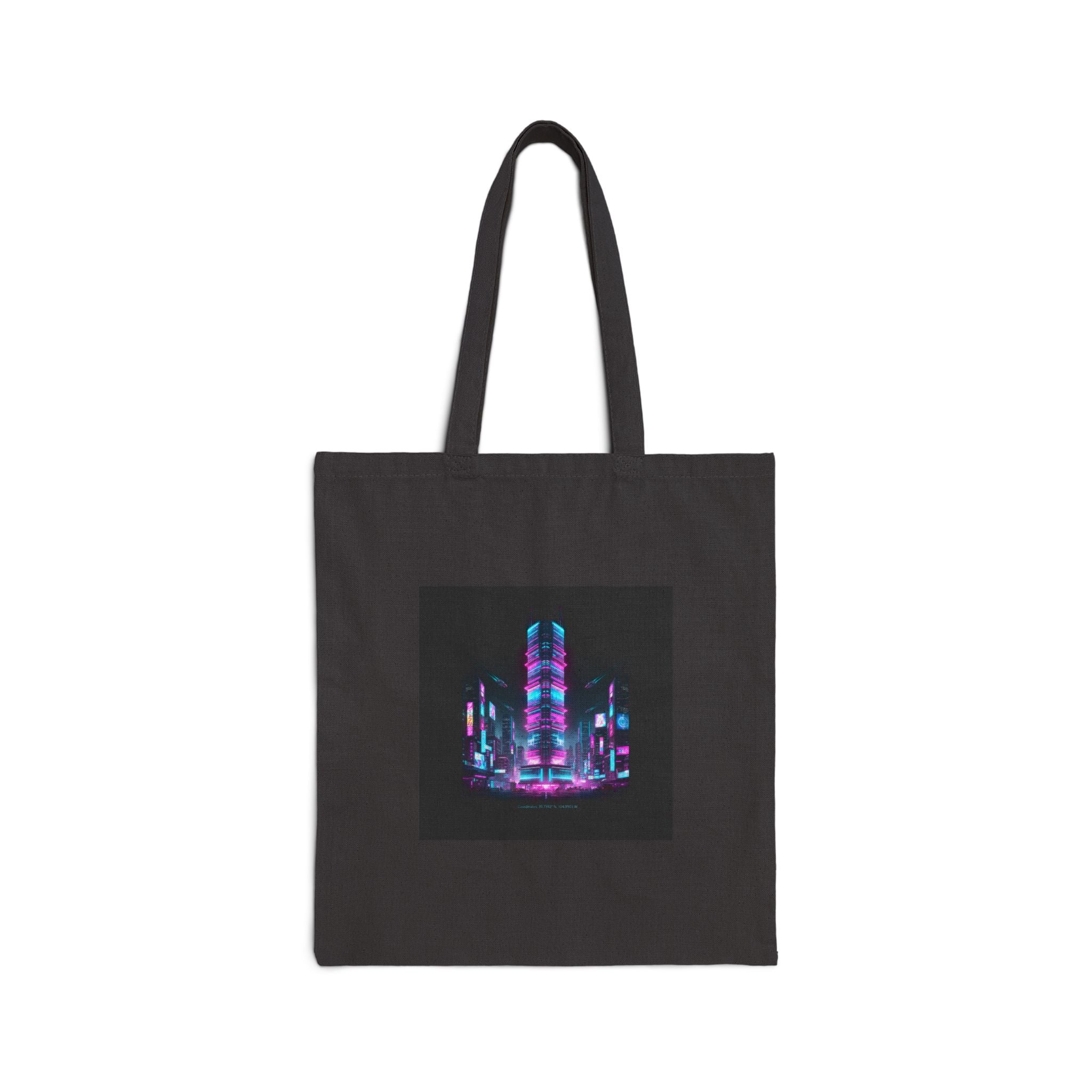Neon Cyberpunk Skyline Tote | synthwave cityscape, futuristic neon aesthetic