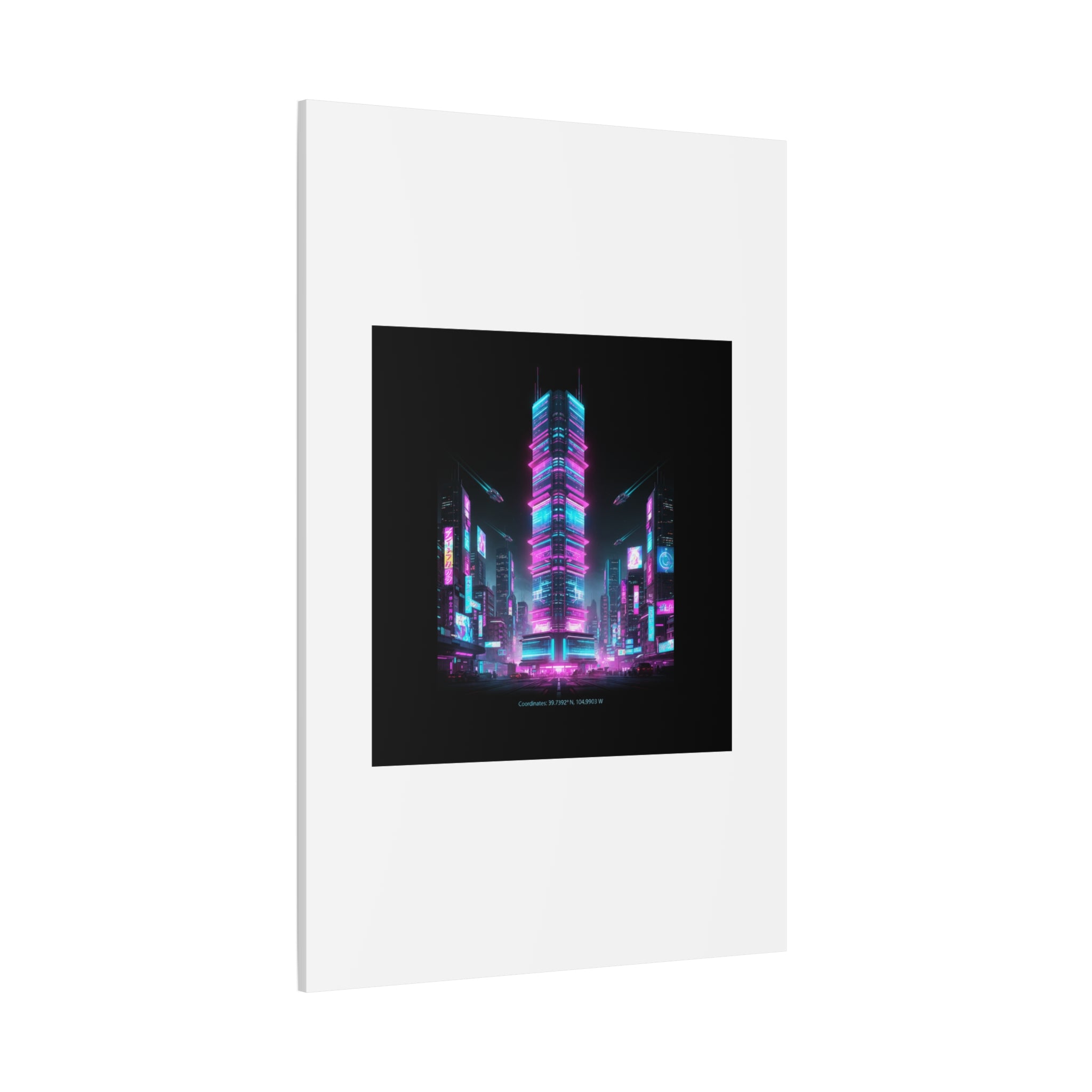 Neon Cyberpunk Skyline Canvas | synthwave city poster, futuristic neon art