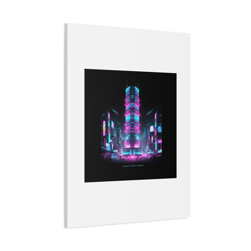Neon Cyberpunk Skyline Canvas | synthwave city poster, futuristic neon art