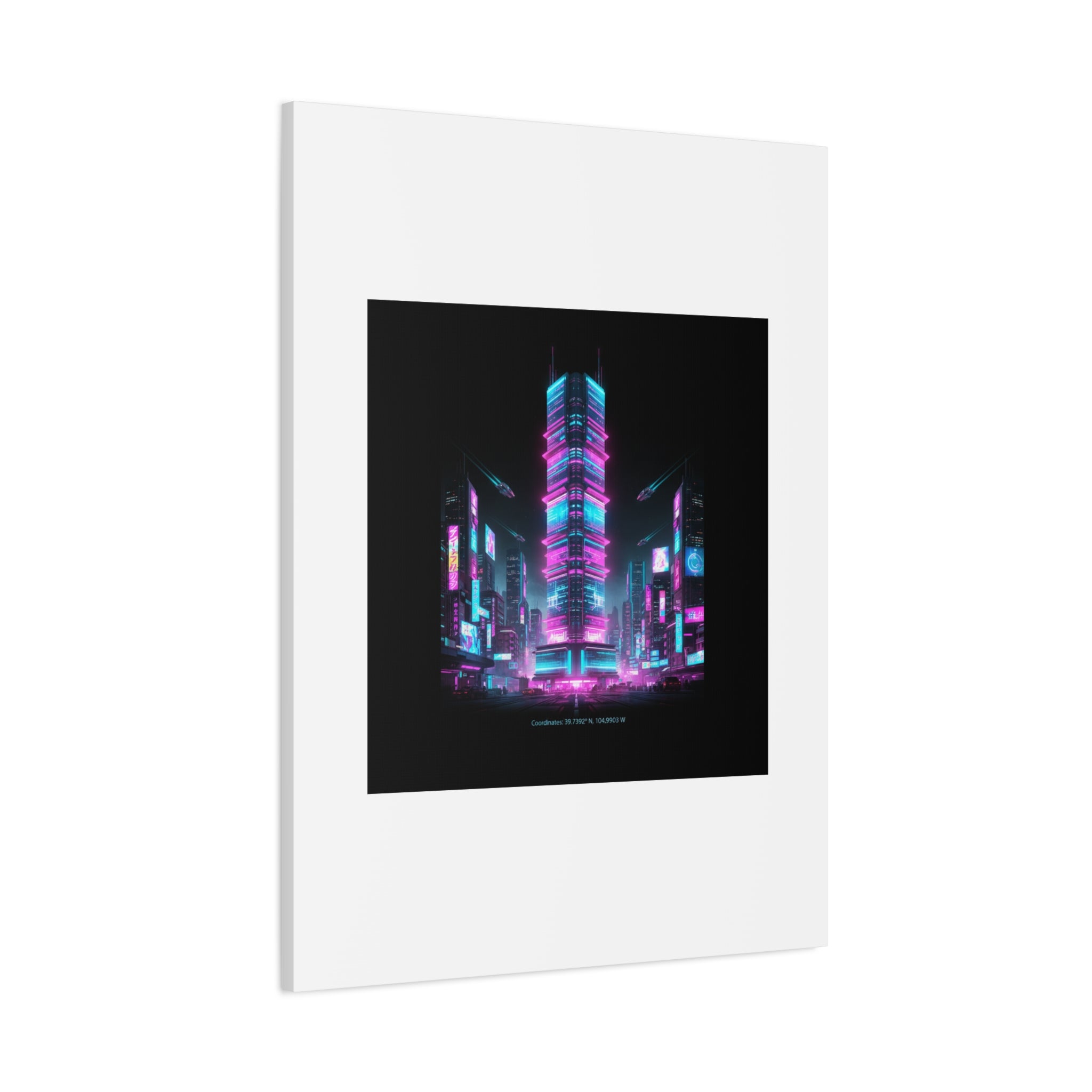 Neon Cyberpunk Skyline Canvas | synthwave city poster, futuristic neon art