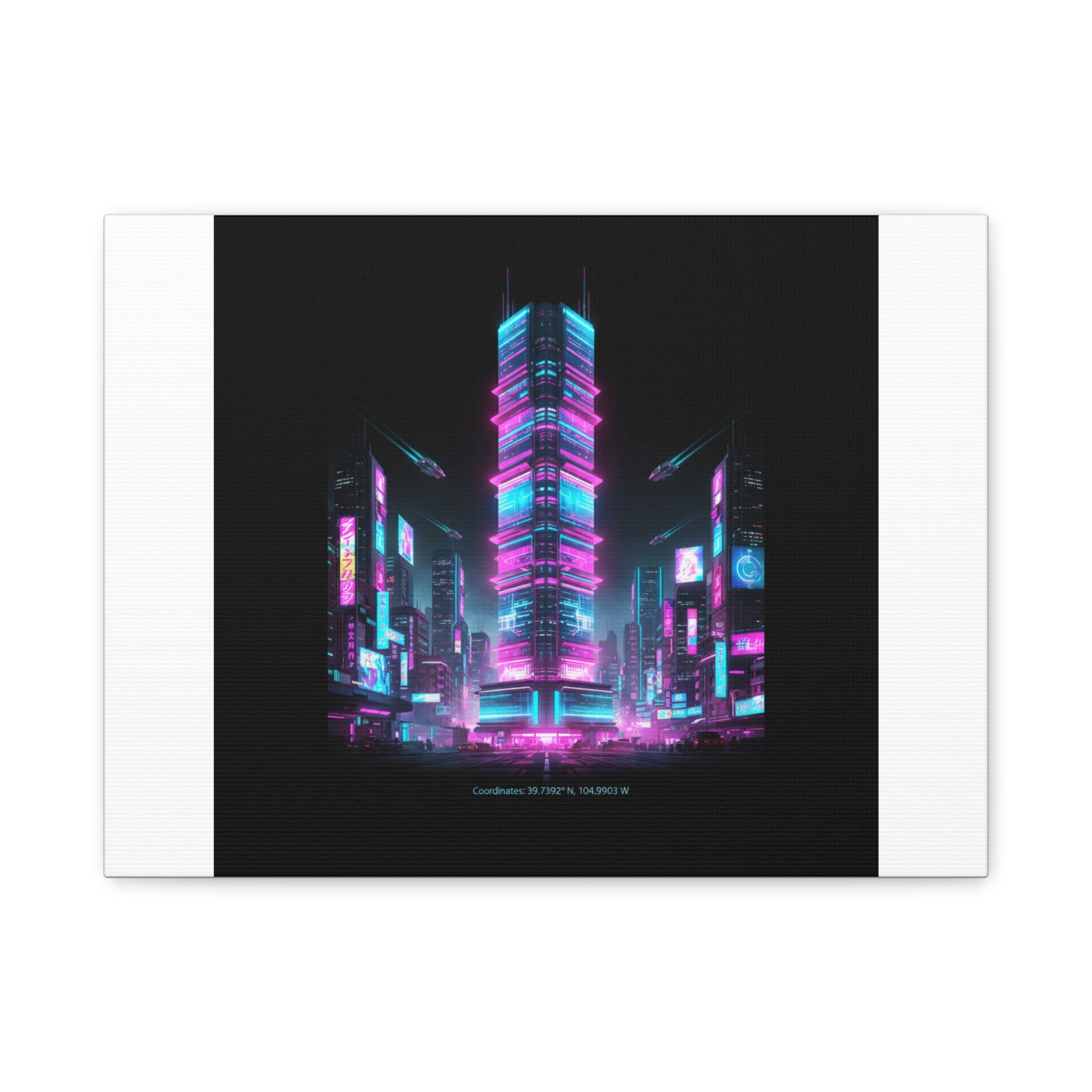 Neon Cyberpunk Skyline Canvas | synthwave city poster, futuristic neon art