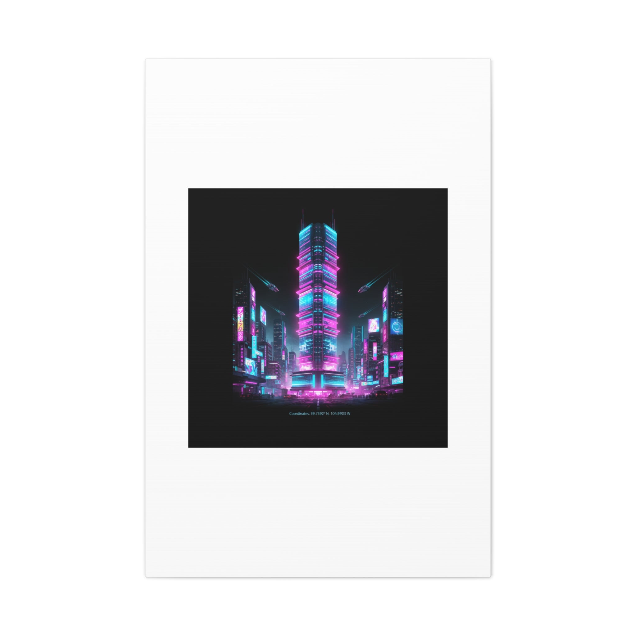 Neon Cyberpunk Skyline Canvas | synthwave city poster, futuristic neon art