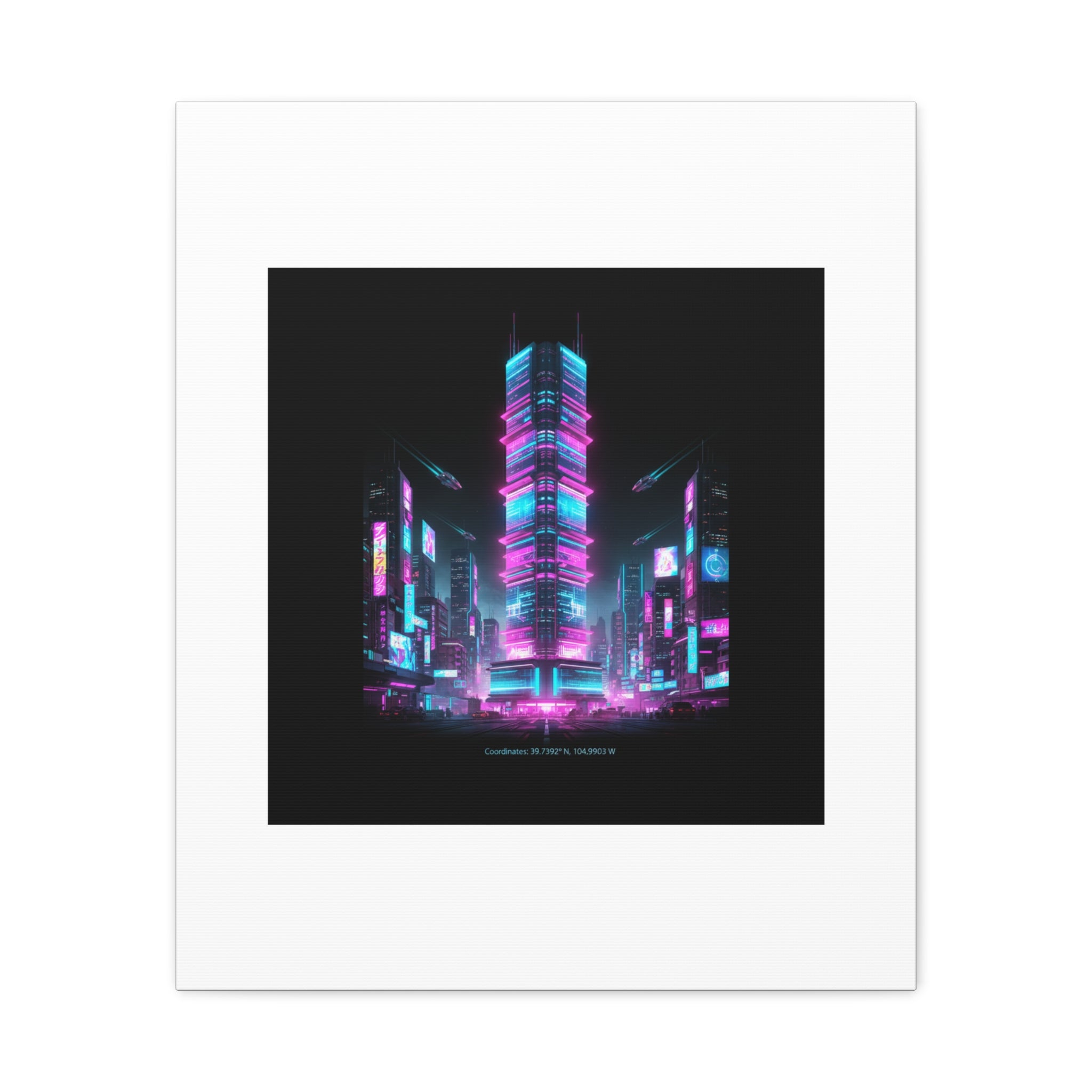 Neon Cyberpunk Skyline Canvas | synthwave city poster, futuristic neon art